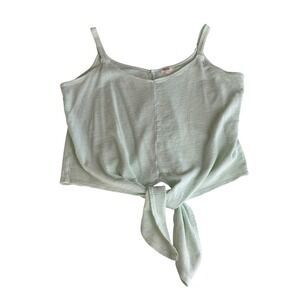 BKE Womens Mint Green Ribbed Tie Front Tank Top Cami Crop Top Large 90's